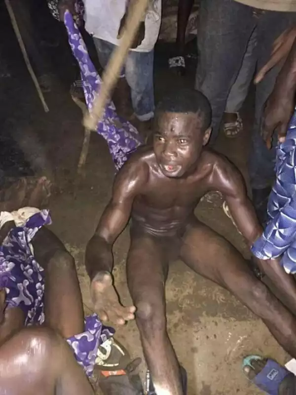 Men Who Specialise In Terrorising Ogun & Raping Girls Caught & Stripped Unclad (Pics)